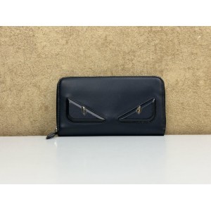 FENDI 7M0210 MONSTER EYES ZIP AROUND LEATHER WALLET